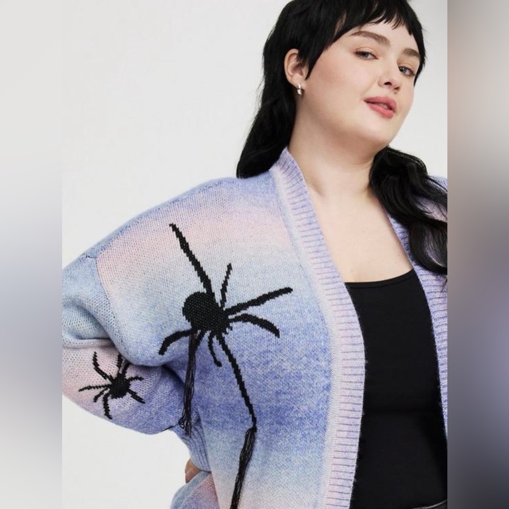 Torrid Blue Purple Pink Ombré Open-Front Spider  Cardigan, 2X, NWT! - Picture 11 of 16